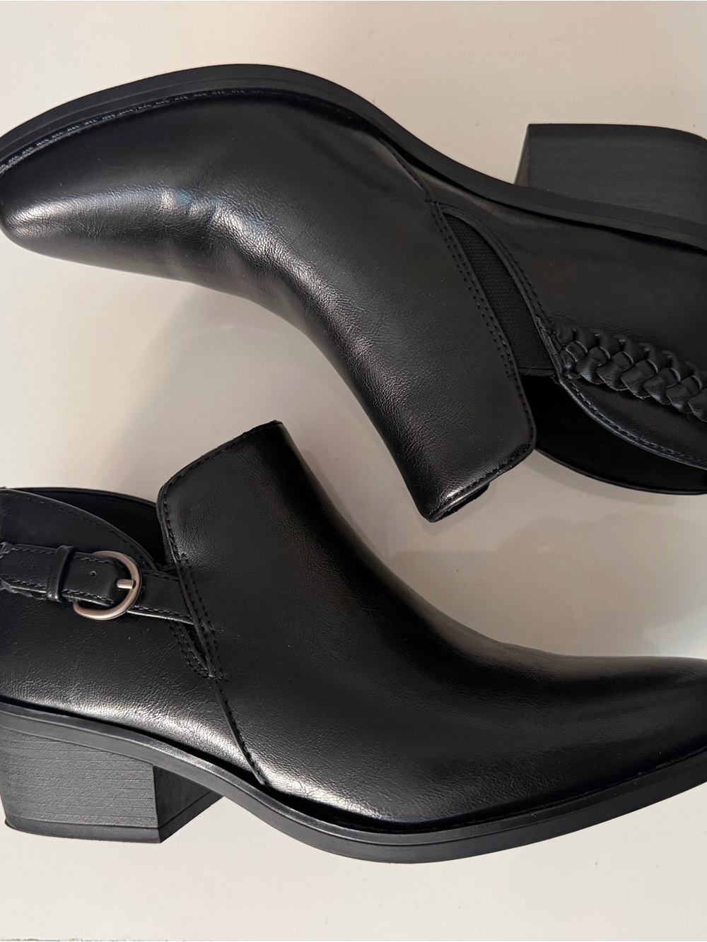 BareTraps Black Leather Slingback Block Heel Mules